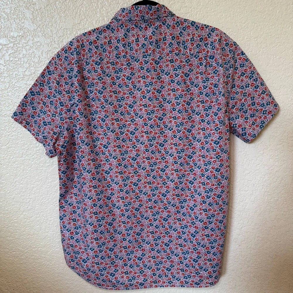 J.Crew Button Down Shirt Blue Red Floral Slim Flex XL